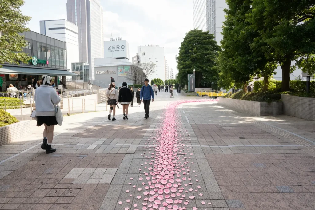 新宿 サザンテラス 通路 スターバックス前 通勤ルート チャットレディ 花びらの道