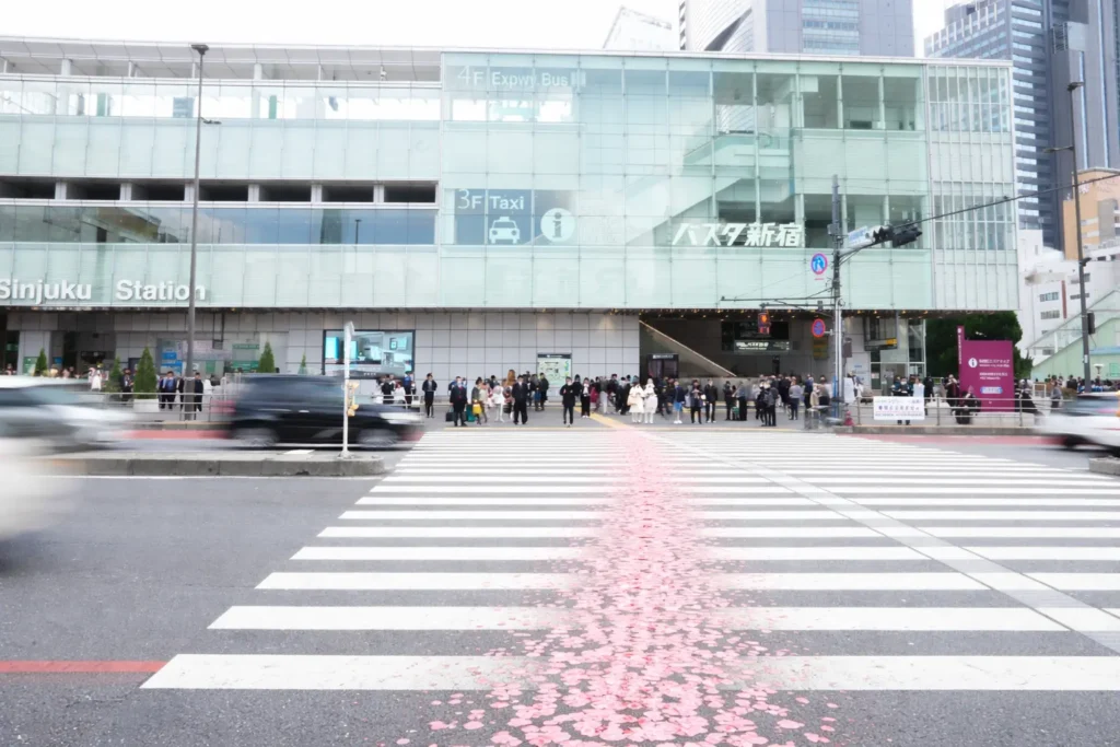新宿駅 南口 横断歩道 バスタ新宿前 通勤ルート チャットレディ 花びらの道